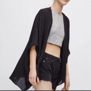 Aritzia Talula Black Kimono Aitken Oversized Blouse Jacket Size XXS